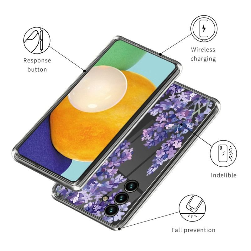 Cover Samsung Galaxy A14 / A14 5G Sømløse Lilla Blomster