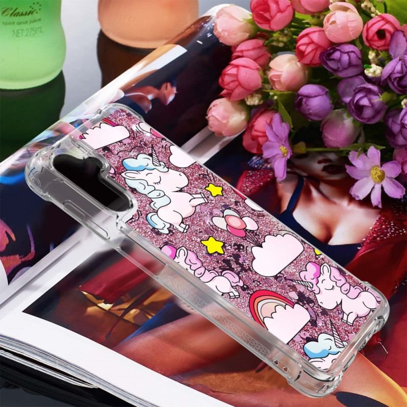 Cover Samsung Galaxy A54 5G Glitter Enhjørninger