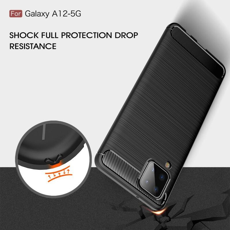 Cover Samsung Galaxy M12 / A12 Børstet Kulfiber