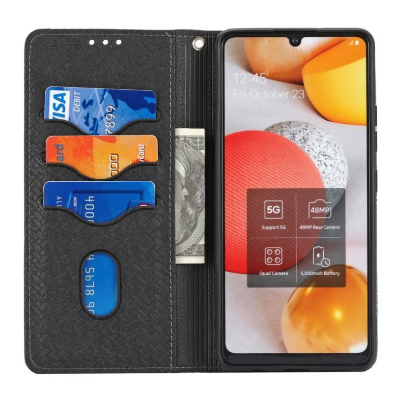 Cover Samsung Galaxy M12 / A12 Med Snor Flip Cover Strappy Vævet Læder Stil