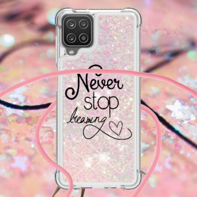 Cover Samsung Galaxy M12 / A12 Med Snor Stop Aldrig Med Glittersnøre