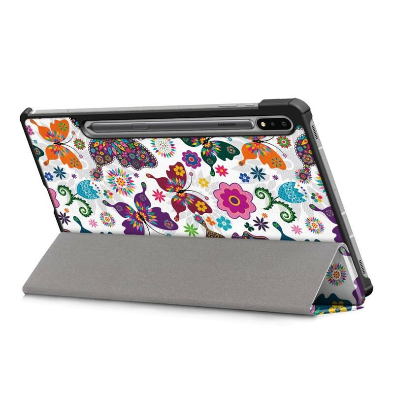 Cover Samsung Galaxy Tab S8 / Tab S7 Forbedrede Sommerfugle Og Blomster