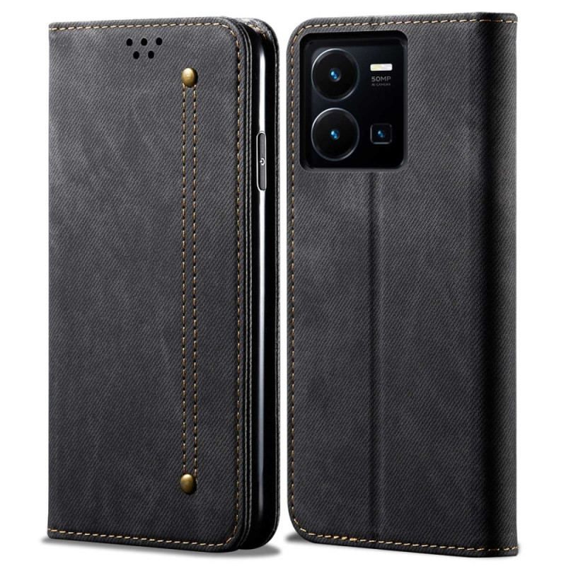 Cover Vivo Y22s Flip Cover Denim Stof