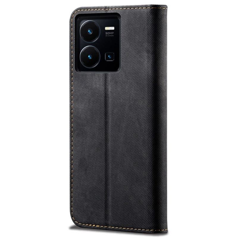 Cover Vivo Y22s Flip Cover Denim Stof