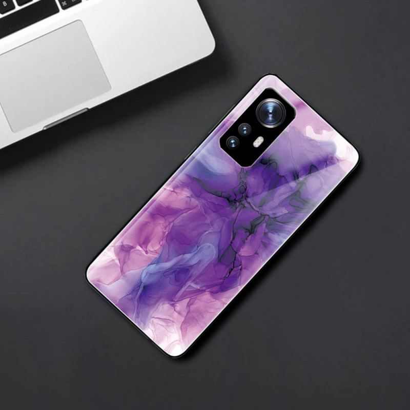 Cover Xiaomi 12 / 12X Akvarel Marmor Hærdet Glas