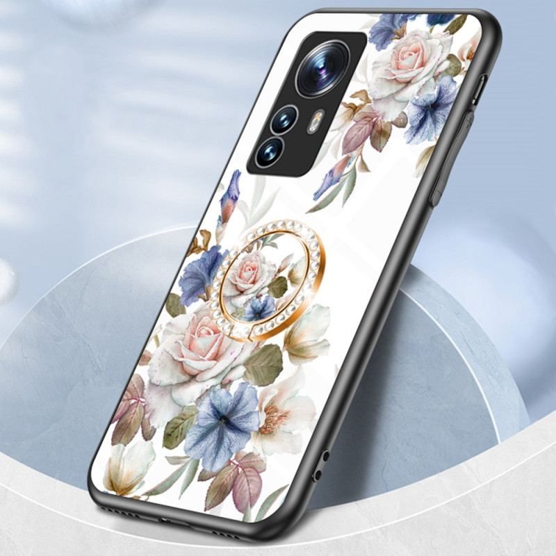 Cover Xiaomi 12 / 12X Hærdet Glas Med Blomsterring