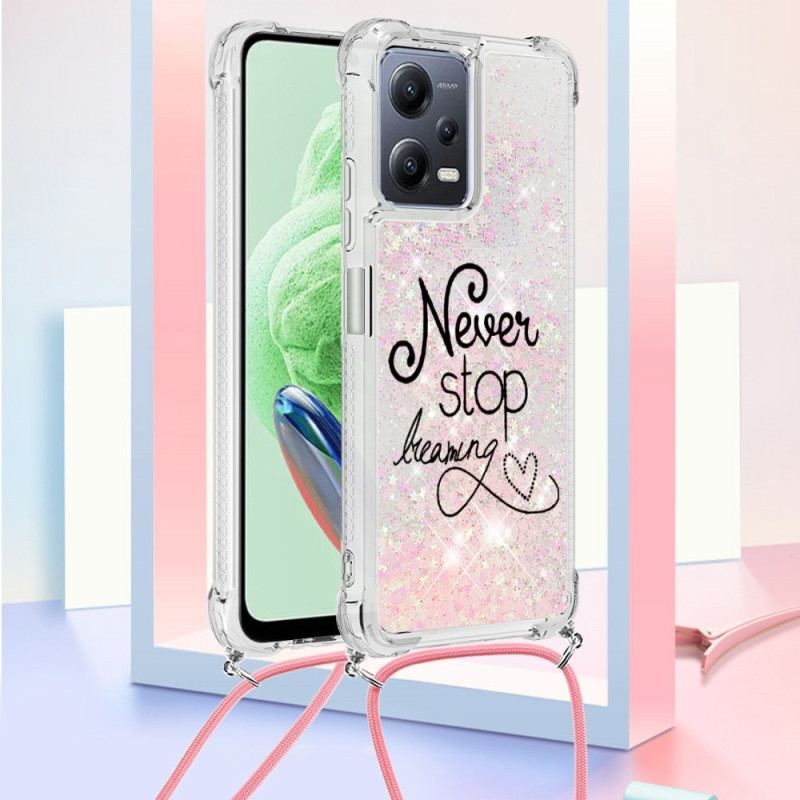 Cover Xiaomi Redmi Note 12 5G Med Snor Stop Aldrig Med Glittersnøre