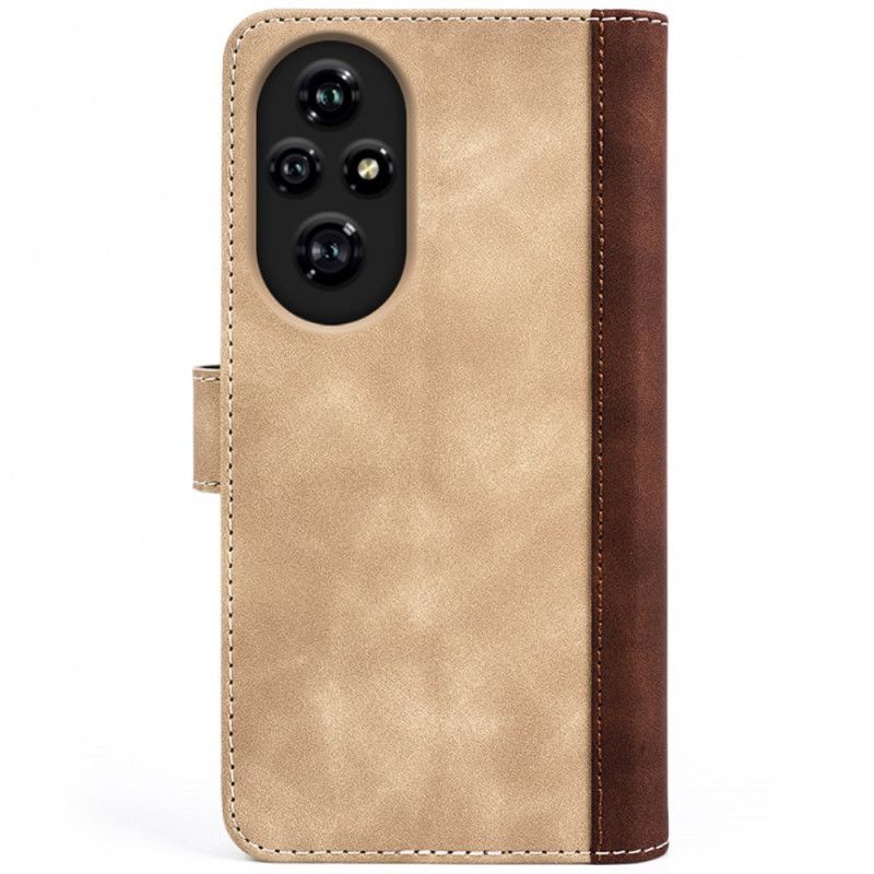 Læder Cover Honor 200 Pro Telefon Etui Tofarvet Design