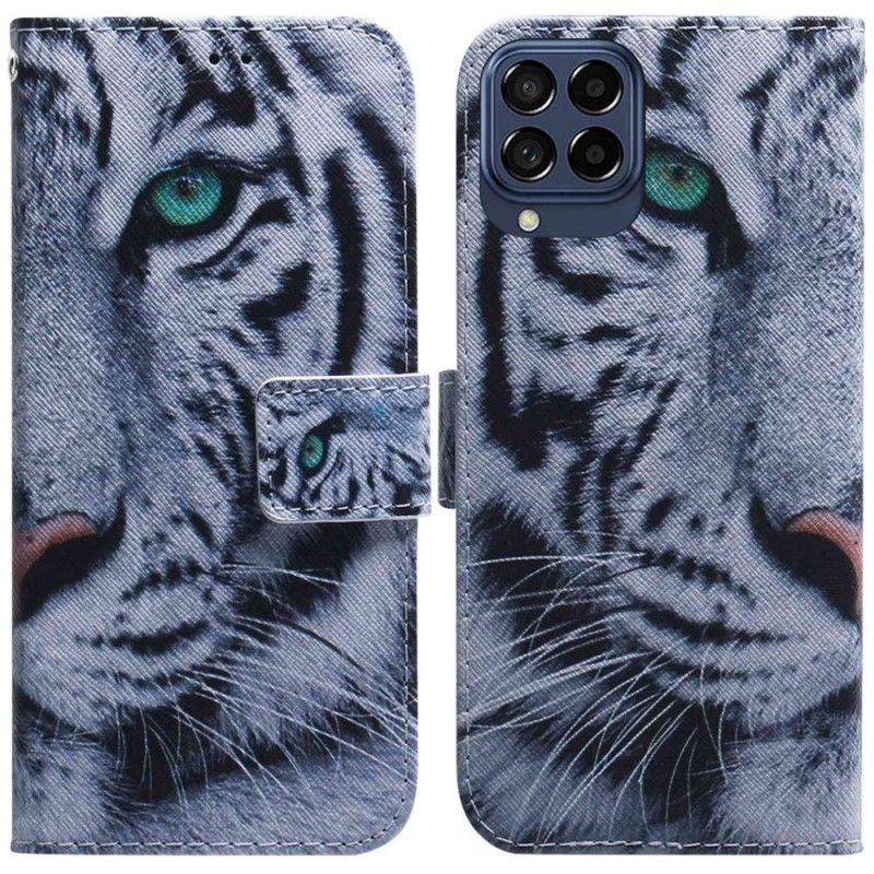 Læder Cover Samsung Galaxy M33 5G Hvid Tiger