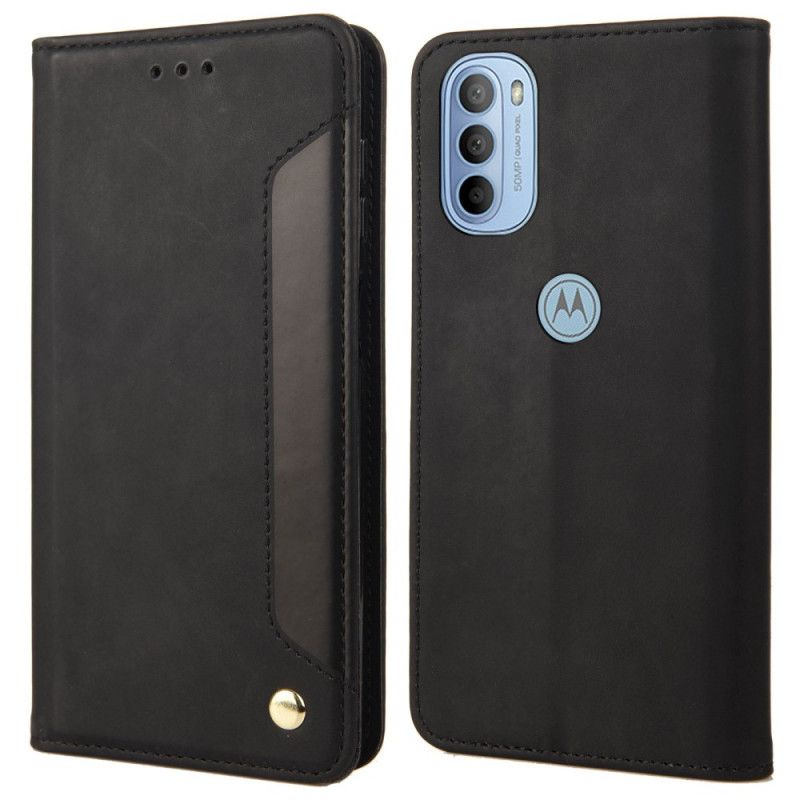 Cover Moto G31 / Moto G41 Flip Cover Tofarvet Business Lædereffekt