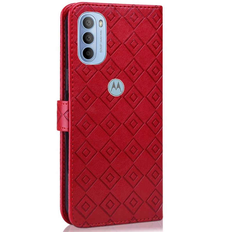 Flip Cover Moto G31 / Moto G41 Kontrol Af Imiteret Lædermønster