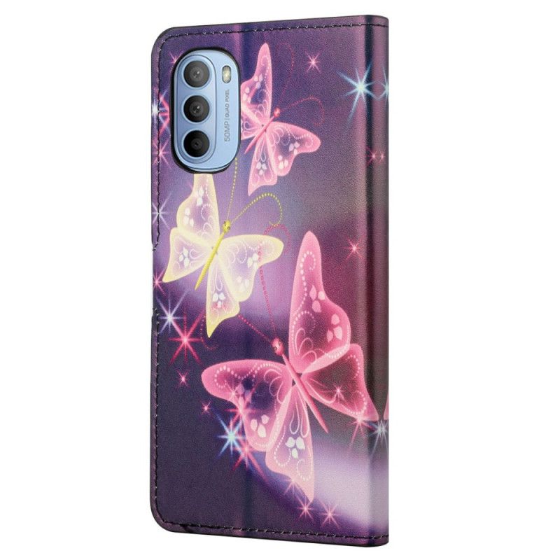 Flip Cover Moto G31 / Moto G41 Sommerfugle Og Blomster