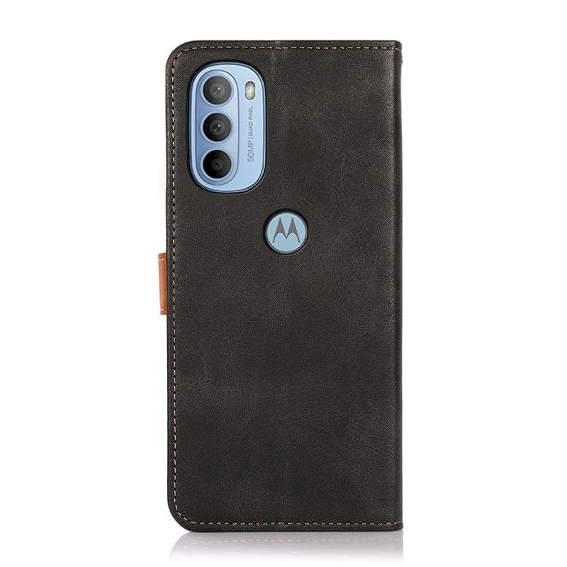 Flip Cover Moto G31 / Moto G41 Tofarvet Gyldent Lås Khazneh