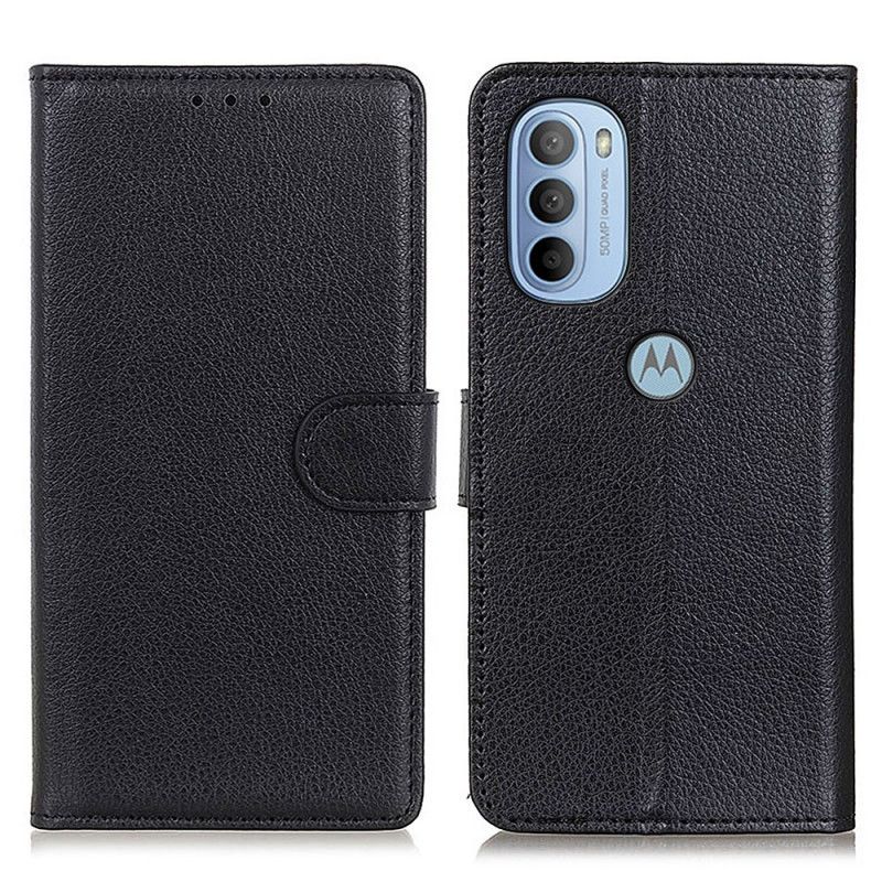 Flip Cover Moto G31 / Moto G41 Traditionelt Litchi