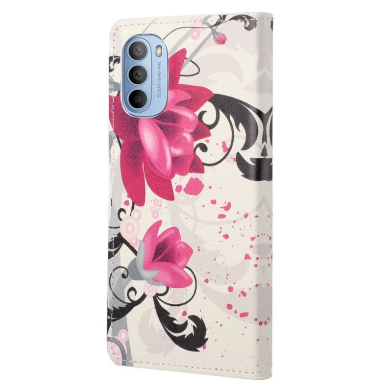 Flip Cover Moto G31 / Moto G41 Tropiske Blomster