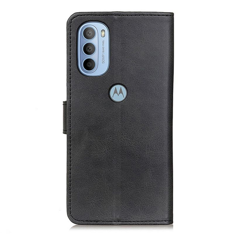 Læder Cover Moto G31 / Moto G41 Retro Lædereffekt Mat