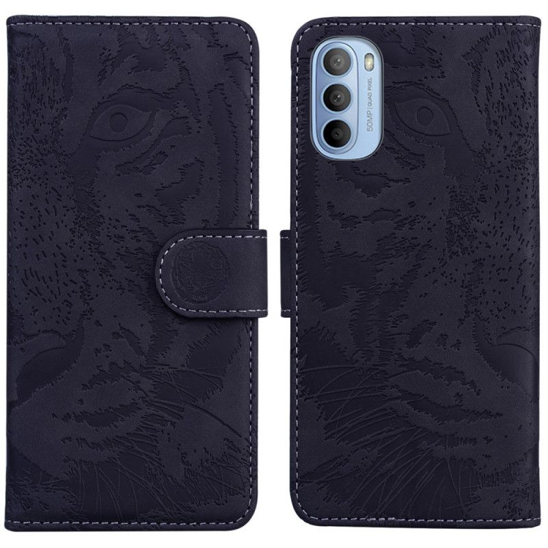 Læder Cover Moto G31 / Moto G41 Tiger Ansigtstryk