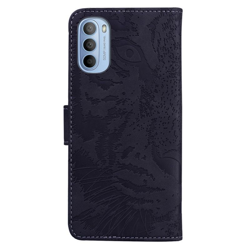 Læder Cover Moto G31 / Moto G41 Tiger Ansigtstryk