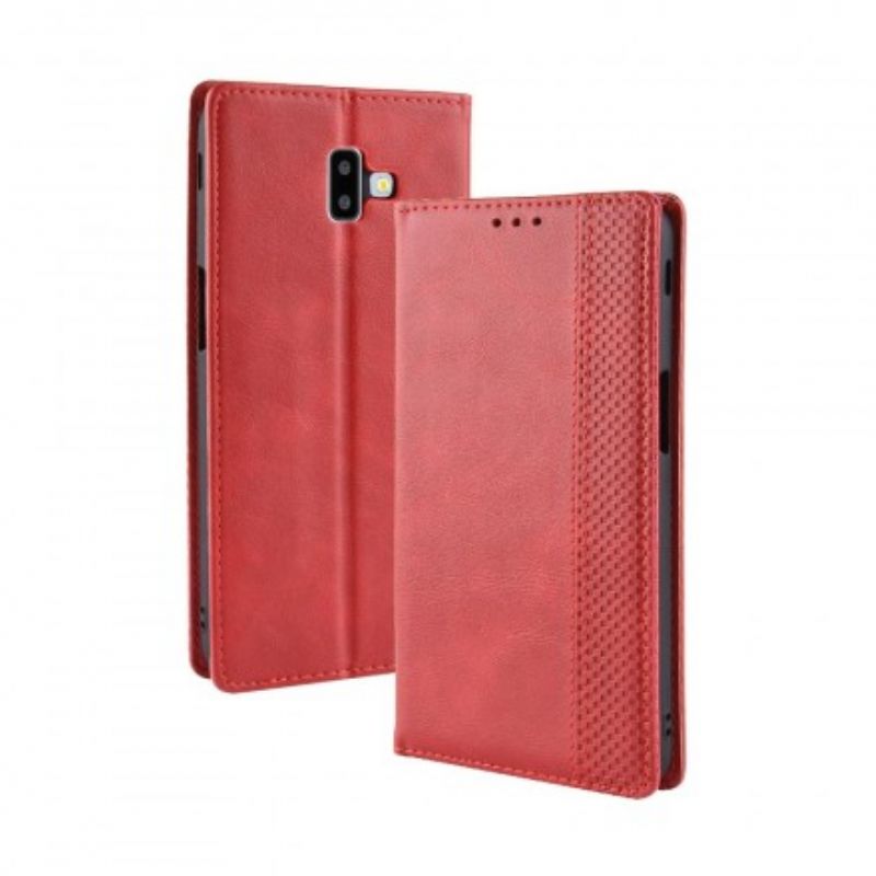 Cover Samsung Galaxy J6 Plus Flip Cover Vintage Stiliseret Lædereffekt