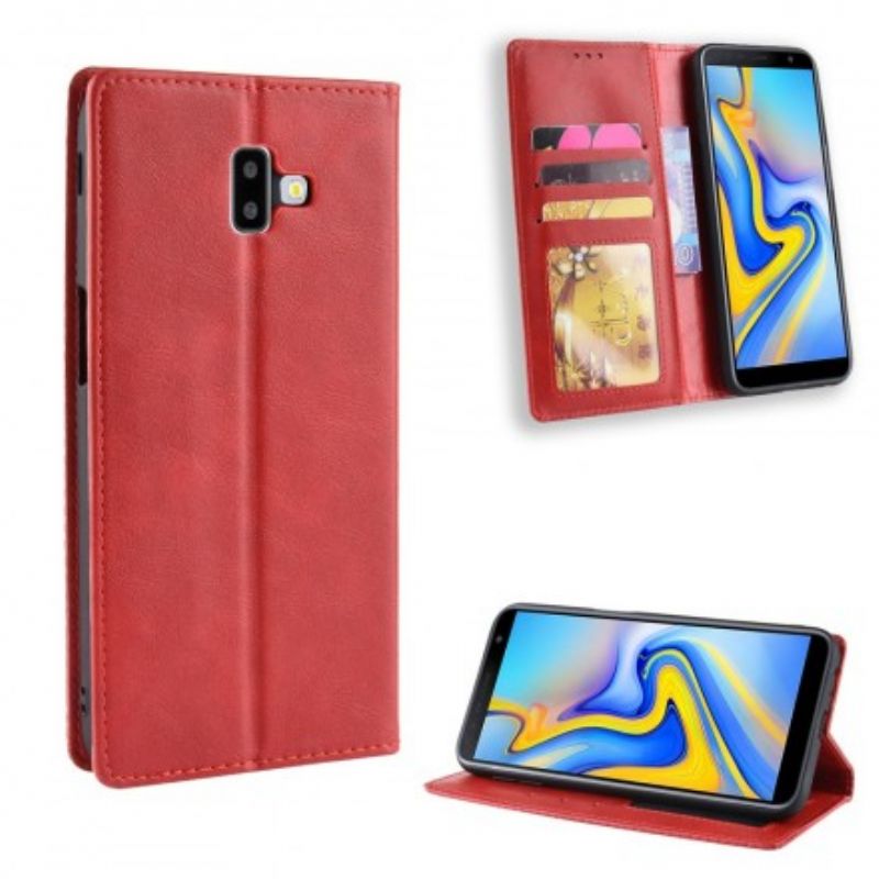 Cover Samsung Galaxy J6 Plus Flip Cover Vintage Stiliseret Lædereffekt