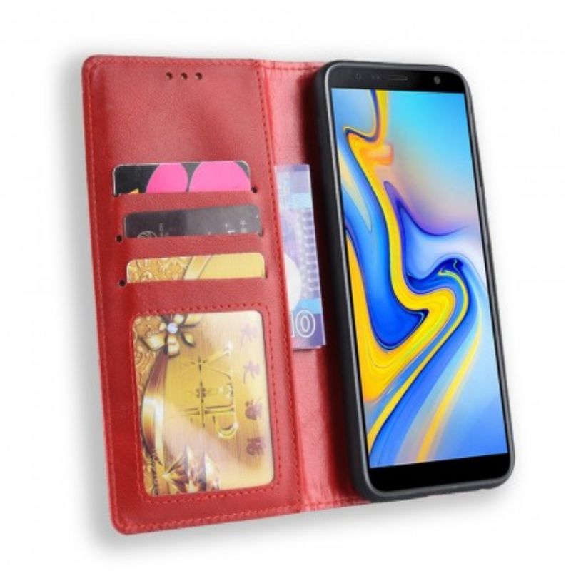 Cover Samsung Galaxy J6 Plus Flip Cover Vintage Stiliseret Lædereffekt