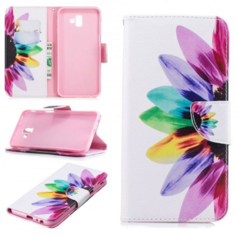 Flip Cover Samsung Galaxy J6 Plus Akvarelblomst