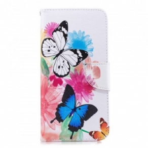 Flip Cover Samsung Galaxy J6 Plus Malede Sommerfugle Og Blomster