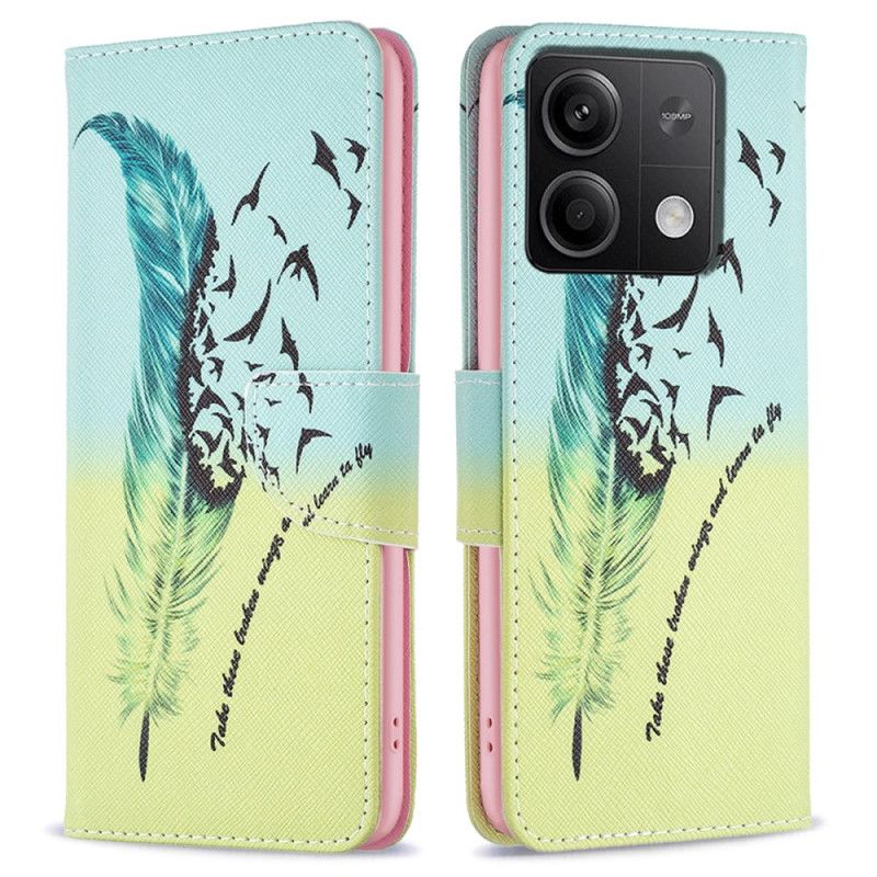 Flip Cover Til Xiaomi Redmi Note 13 5g Fjer Og Fugle