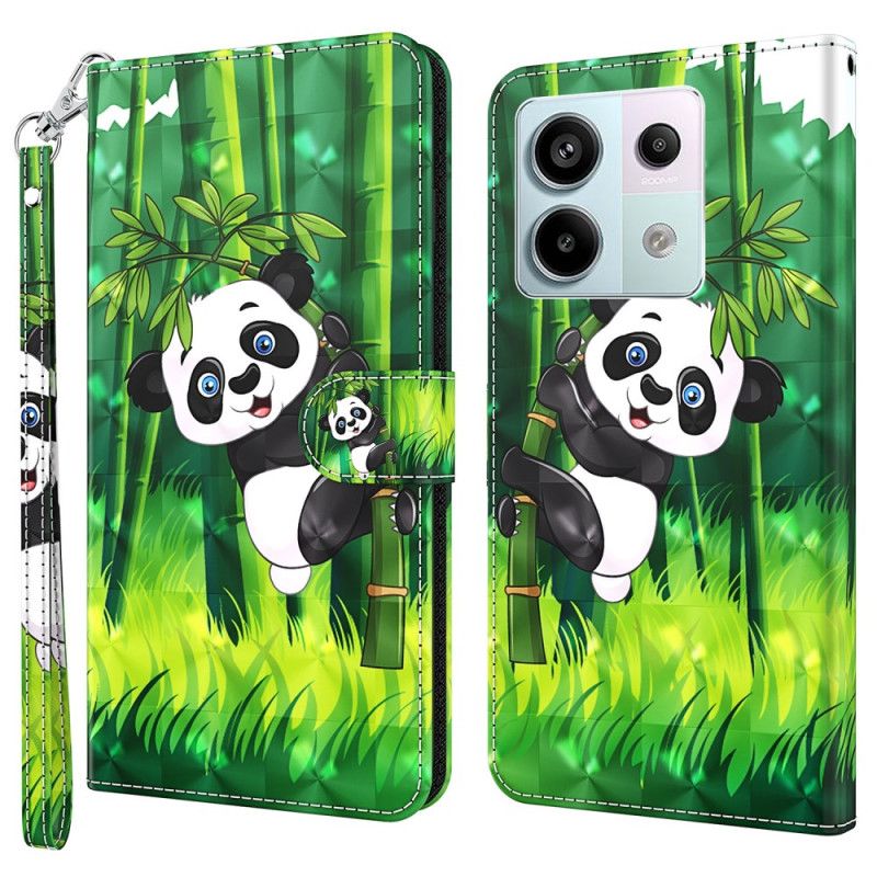 Flip Cover Xiaomi Redmi Note 13 5g Bambus Panda Med Rem