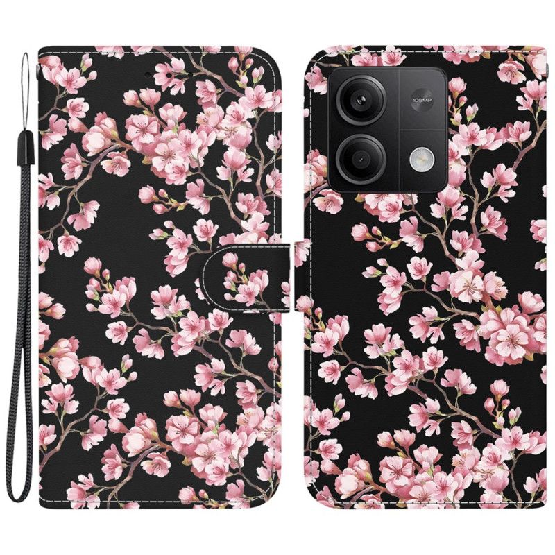 Flip Cover Xiaomi Redmi Note 13 5g Blommeblomster Med Rem