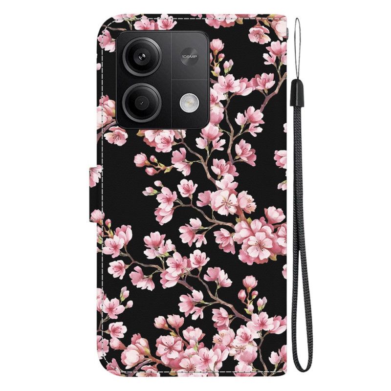 Flip Cover Xiaomi Redmi Note 13 5g Blommeblomster Med Rem