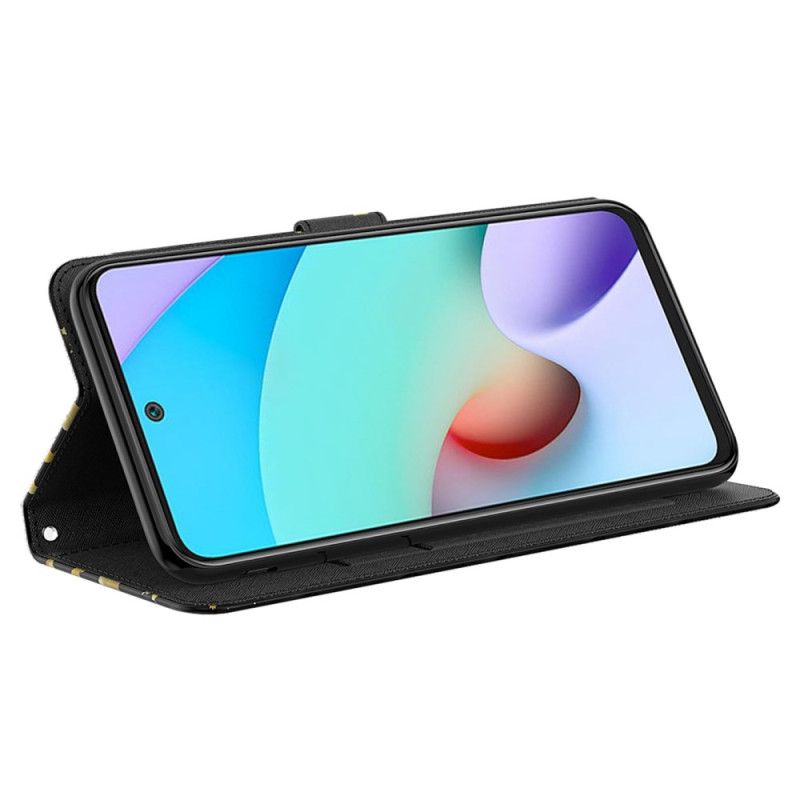 Flip Cover Xiaomi Redmi Note 13 5g Gyldne Sommerfugle Med Rem