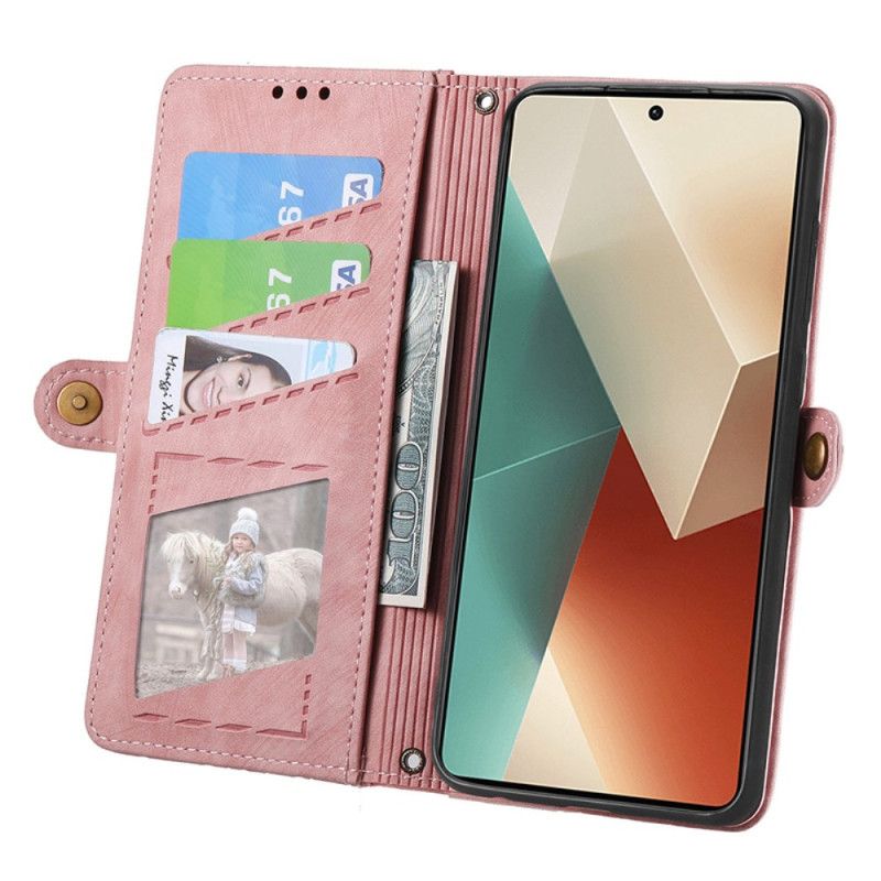 Flip Cover Xiaomi Redmi Note 13 5g Retroeffekt Med Rem