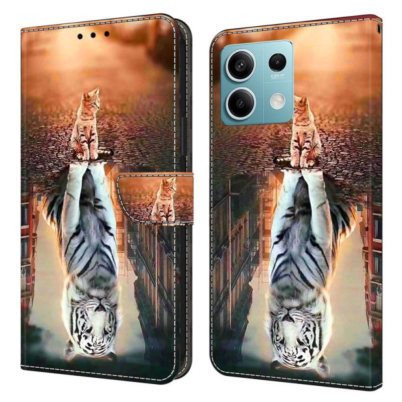 Læder Cover Xiaomi Redmi Note 13 5g Med 3d Kitten Dream Mønster