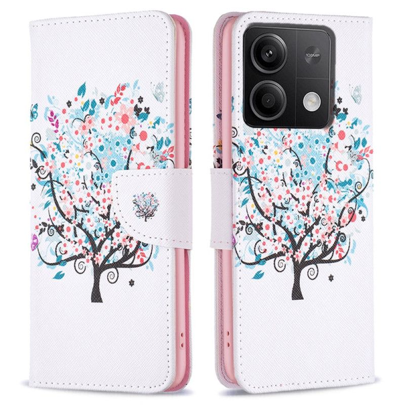 Læder Cover Xiaomi Redmi Note 13 5g Telefon Etui Blomstrende Træ