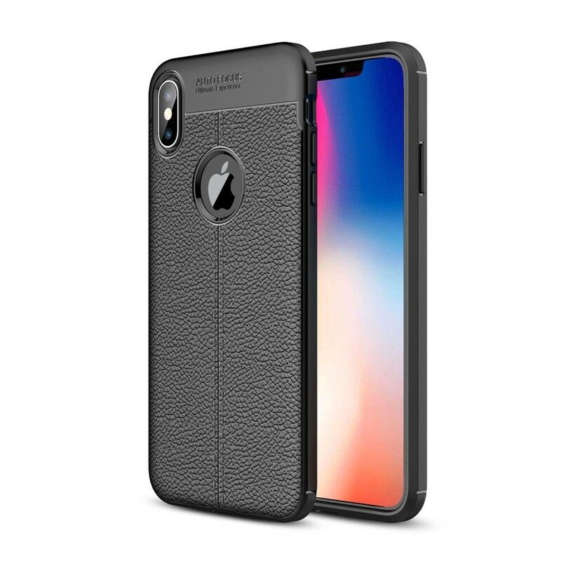 Cover iPhone XS Max Dobbelt Linje Litchi Læder Effekt