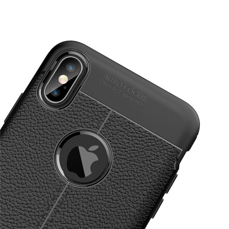 Cover iPhone XS Max Dobbelt Linje Litchi Læder Effekt