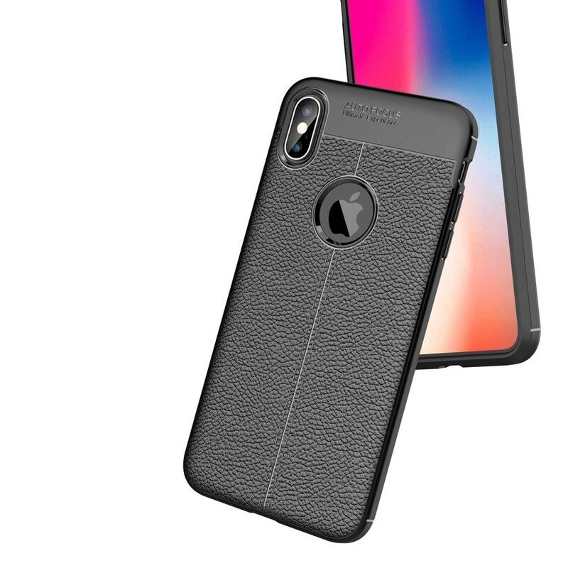 Cover iPhone XS Max Dobbelt Linje Litchi Læder Effekt