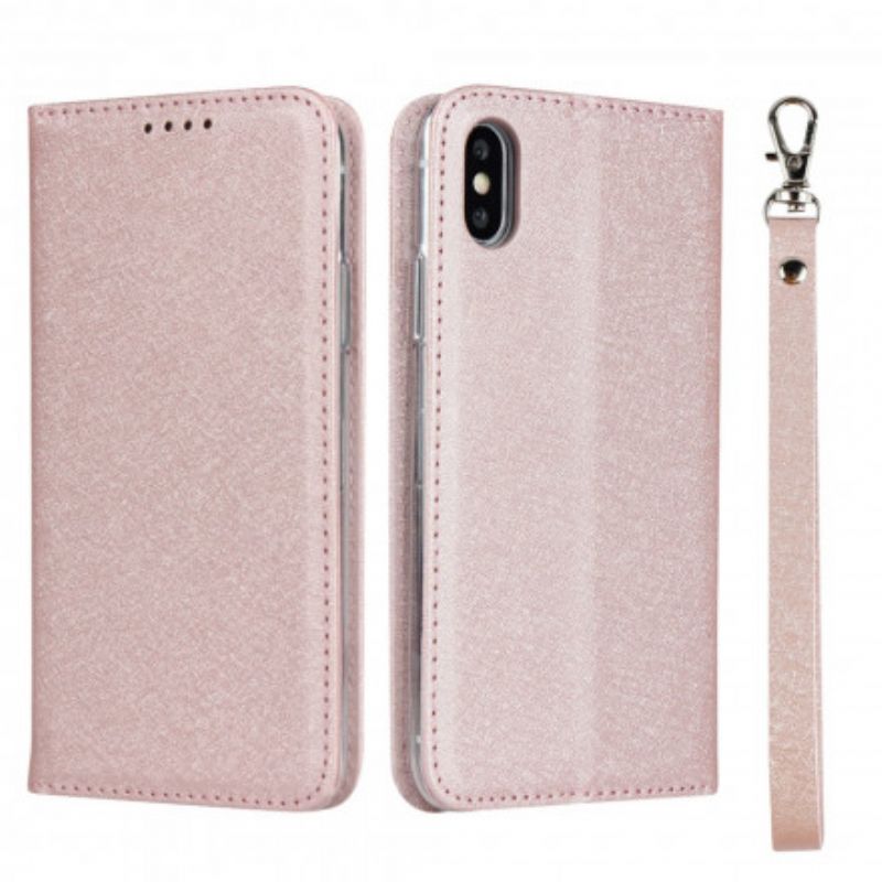 Cover iPhone XS Max Flip Cover Blødt Læderstil Med Rem