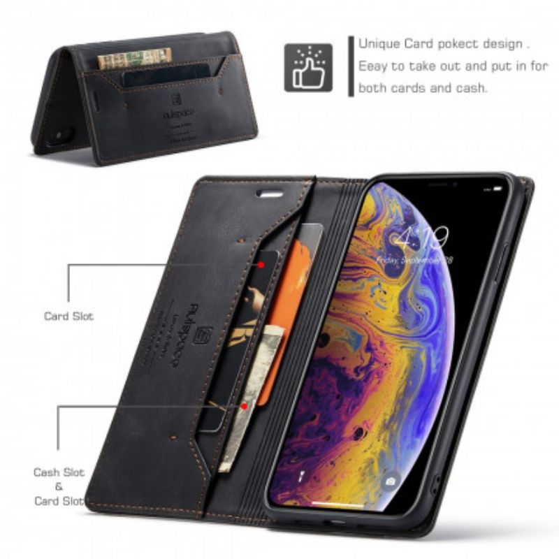 Cover iPhone XS Max Flip Cover Lædereffekt Rfid-teknologi