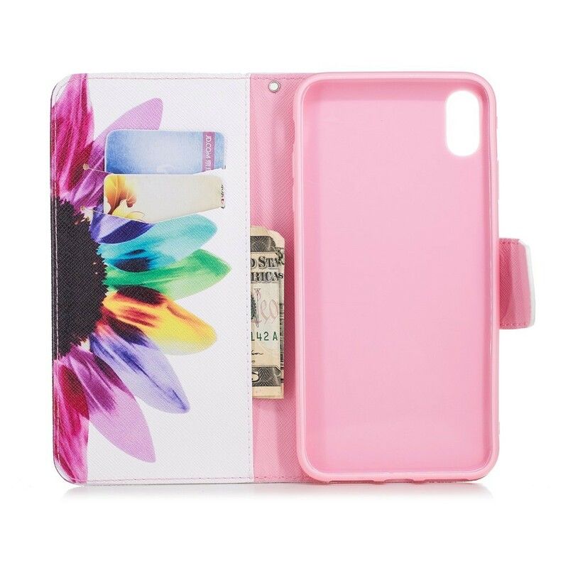 Flip Cover iPhone XS Max Blomster Akvarel