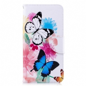 Flip Cover iPhone XS Max Malede Sommerfugle Og Blomster