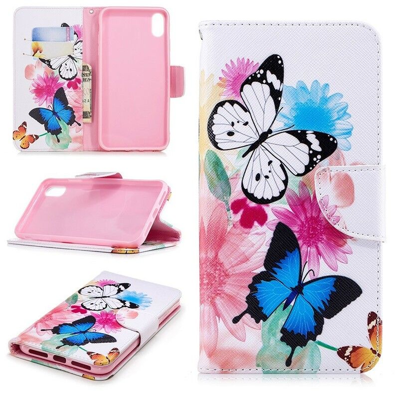 Flip Cover iPhone XS Max Malede Sommerfugle Og Blomster