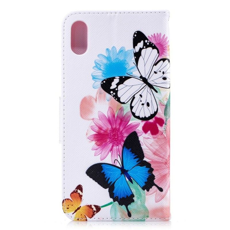 Flip Cover iPhone XS Max Malede Sommerfugle Og Blomster