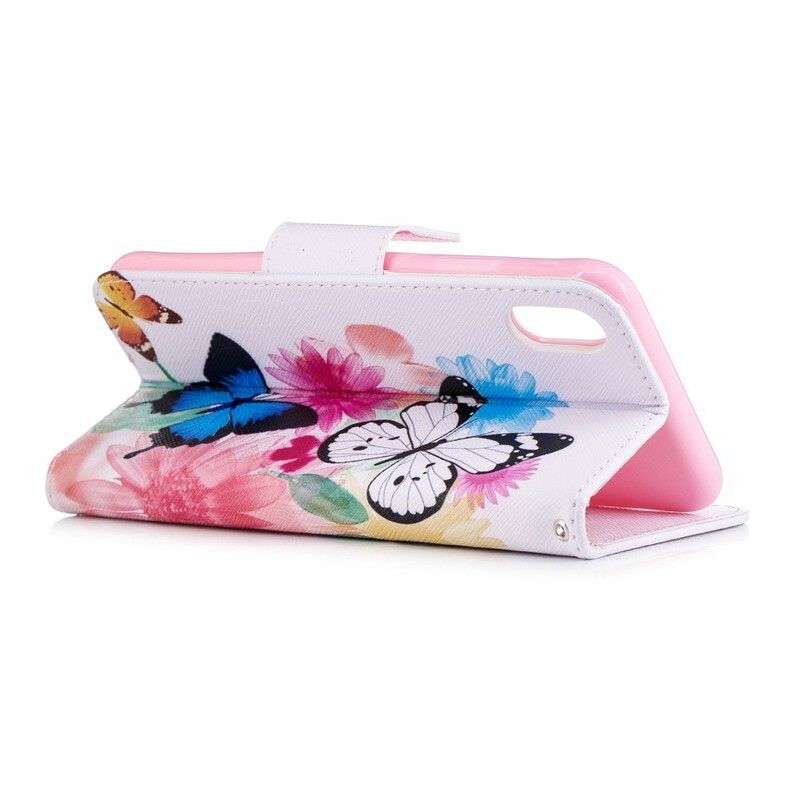 Flip Cover iPhone XS Max Malede Sommerfugle Og Blomster