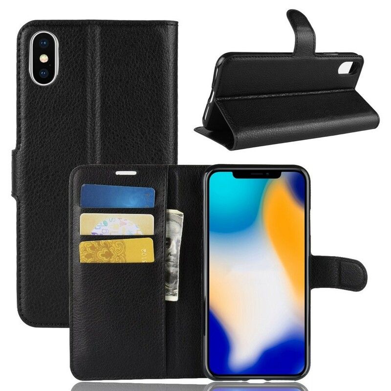 Flip Cover iPhone XS Max Retro Litchi