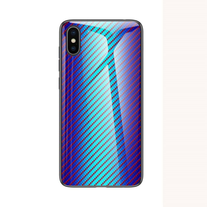 Mobilcover iPhone XS Max Kulfiber Hærdet Glas