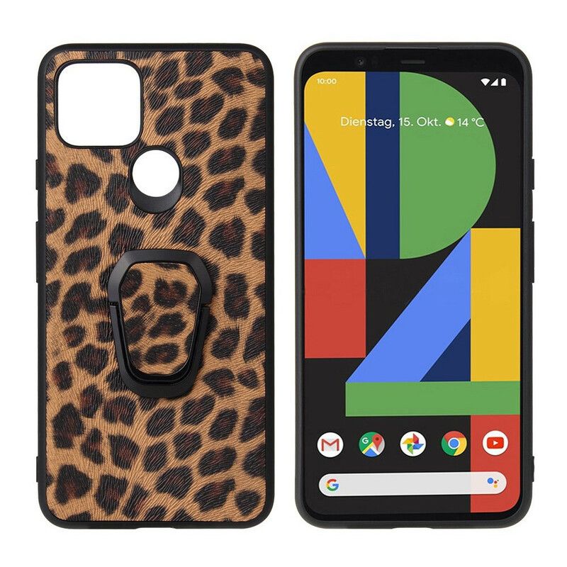 Cover Google Pixel 5 Ringstøtte I Leopardstil