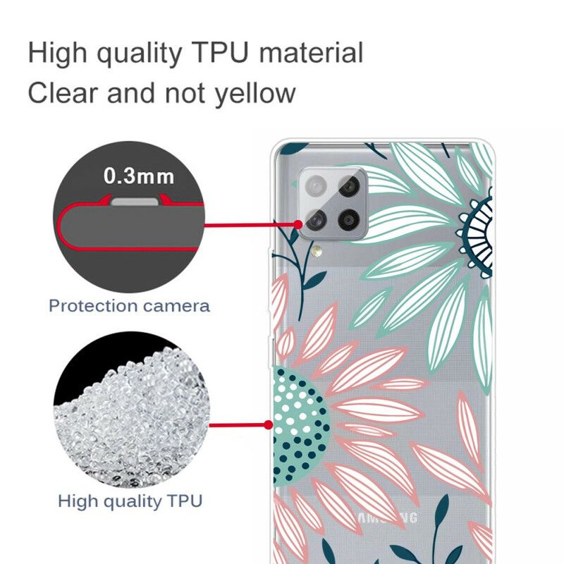 Cover Samsung Galaxy A42 5G En Gennemsigtig Blomst