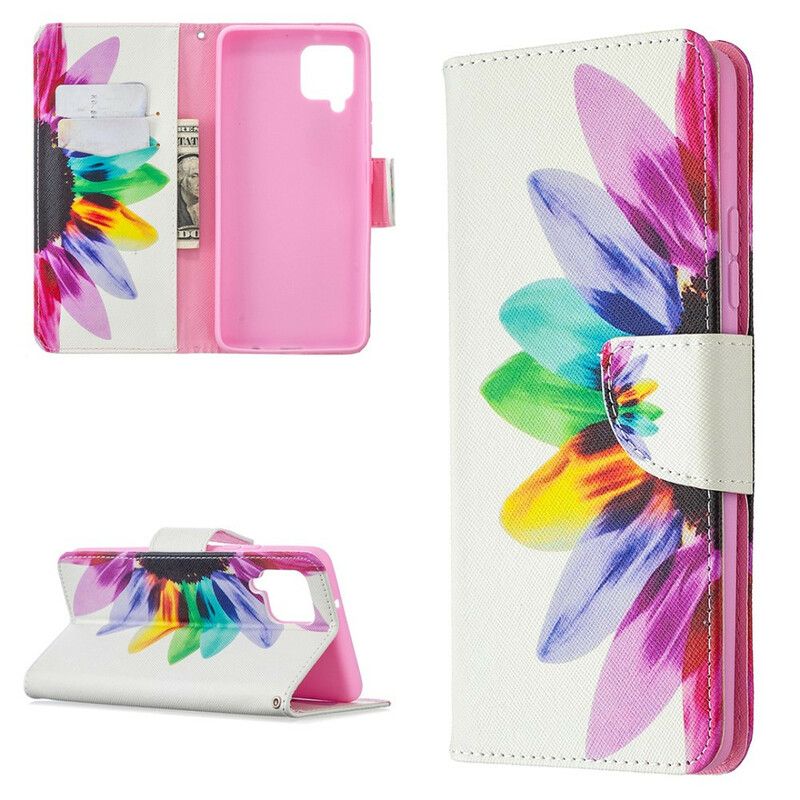 Flip Cover Samsung Galaxy A42 5G Akvarelblomst